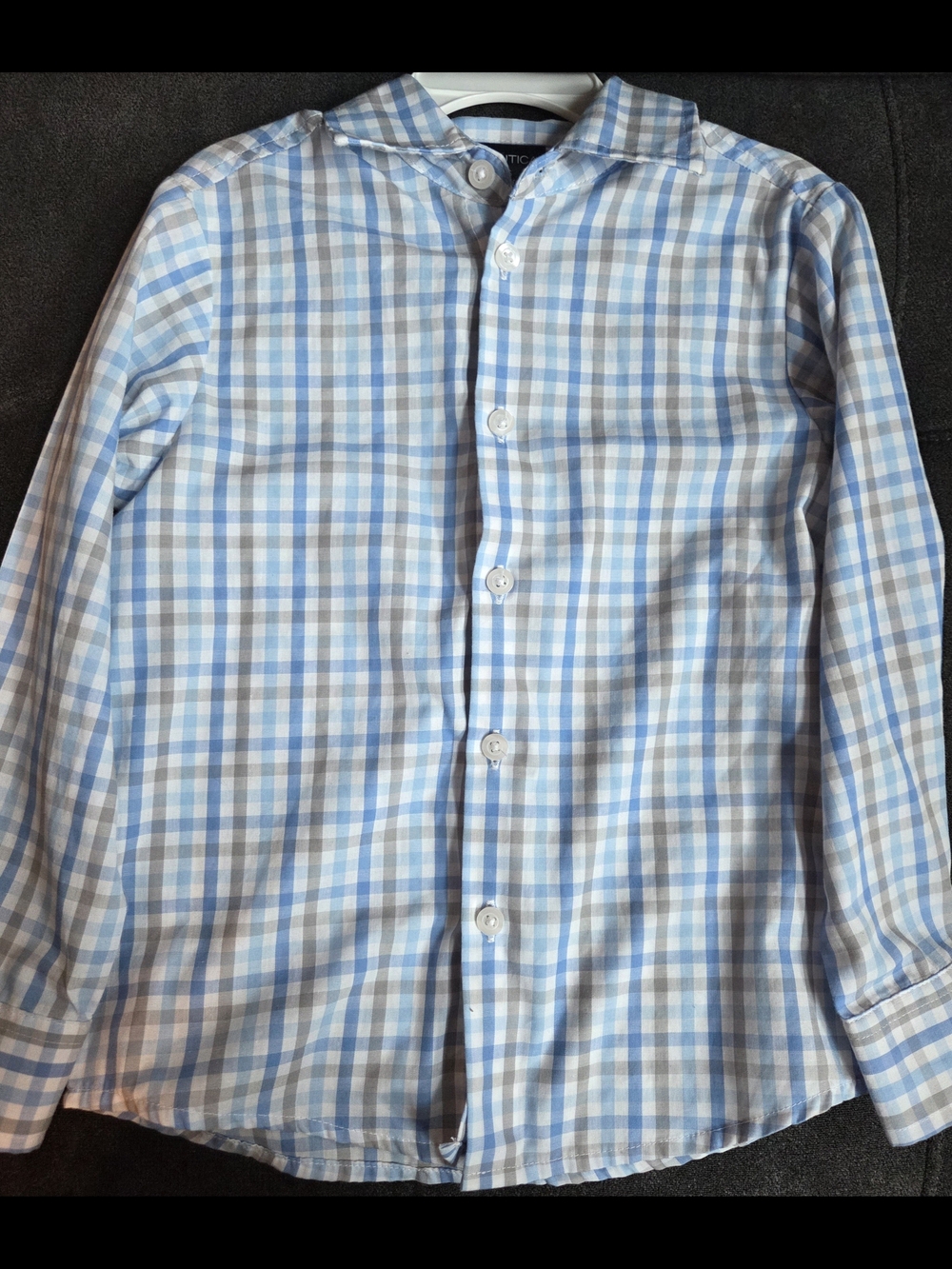 Nautica Light Blue and White Plaid Men's Button-Down Shirt